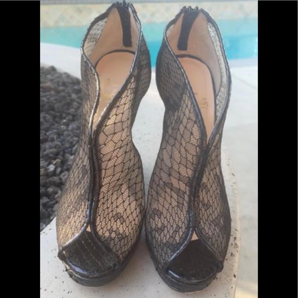 100% Authentic Christian Louboutin Python Wedge H… - image 2